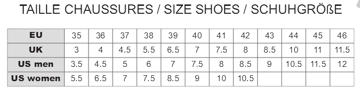 Size Conversion Chart for Freejump Boots