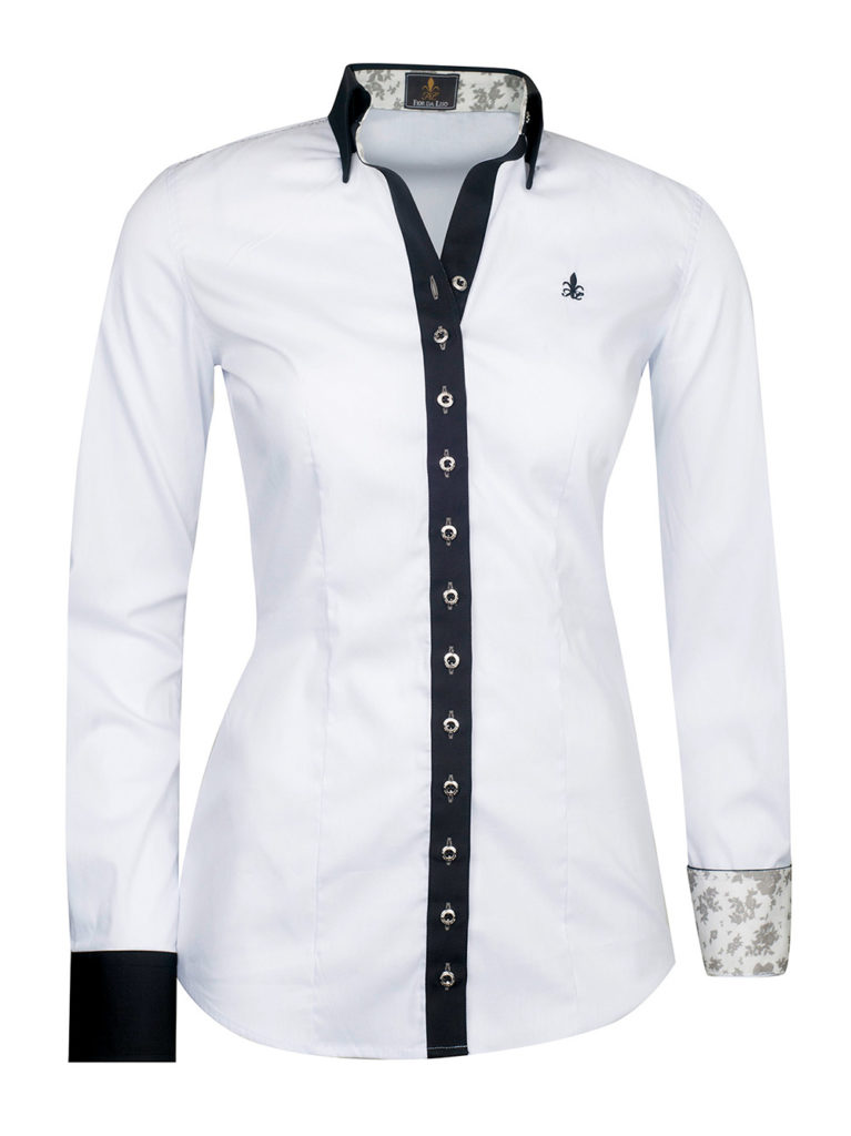 White Long Sleeves Shirt - Belmira with Swarovski Crystals