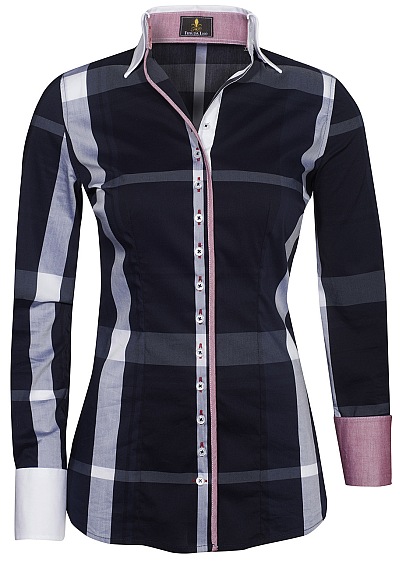 Fior Da Liso Cecile 2 Shirt in Diva Blue Check