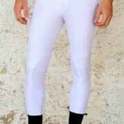 FH Men's Show Jumping Knee Patch Breeches in White - Front View