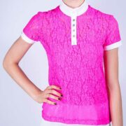 Ladies Lace Show Shirt In Fuschia - Front View