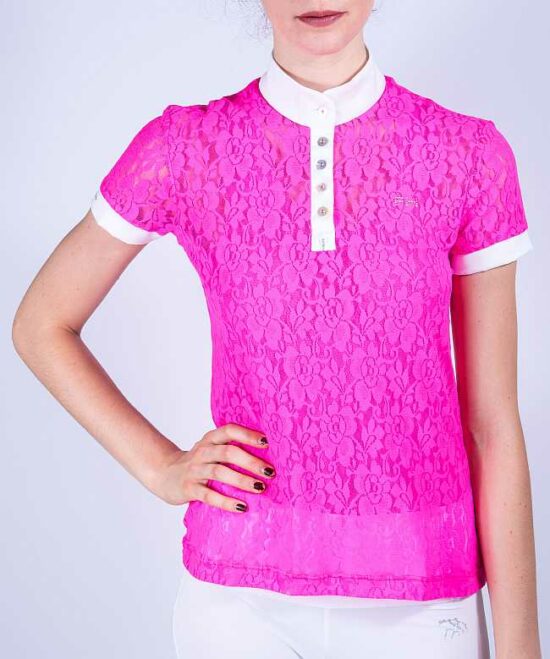 Ladies Lace Show Shirt In Fuschia - Front View