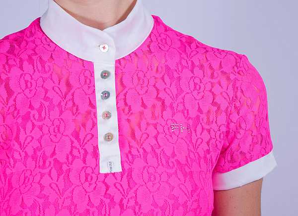 Ladies Lace Show Shirt In Fuschia - Front View