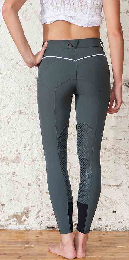 For Horses Ladies Push Up Show Jumping Breeches - Grey Back View