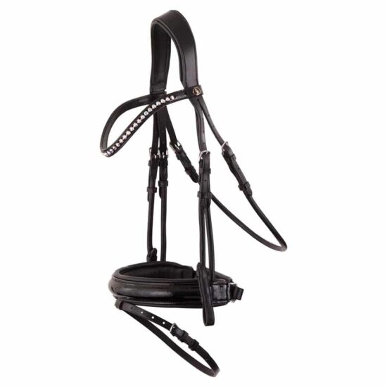 BR Dressage Snaffle Bridle with Round/Rolled Leather and Padded Noseband "Eston"