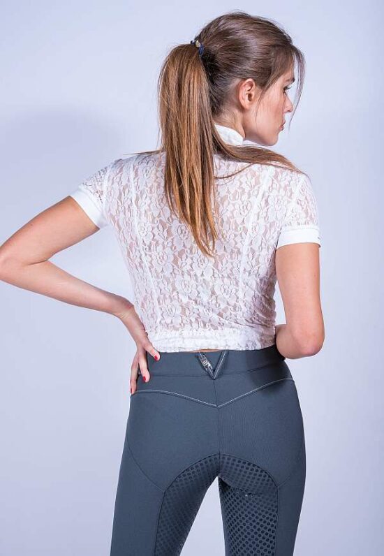 Ladies Lace Show Shirt shown with Push Up Full Seat Breeches in Grey