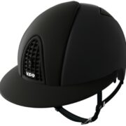 KEP Cromo Matt Wide Visor Polo Peak Helmet in Black - Angle View