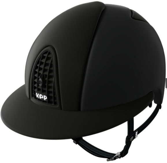 KEP Cromo Matt Wide Visor Polo Peak Helmet in Black - Angle View