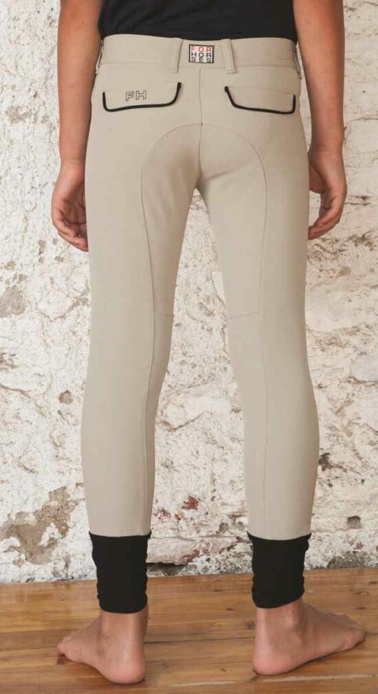 For Horses Boys Light Weight Show Jumping Breeches in Beige - Back View