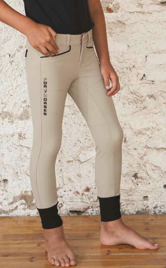 For Horses Boys Light Weight Show Jumping Breeches in Beige - Front View