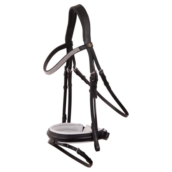 BR Adlington Dressage Snaffle Anatomic Bridle - Black/Silver