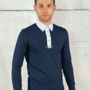 FH Mens Long Sleeve Show Shirt with Tie Loop - Giove in Navy