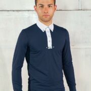 FH Mens Long Sleeve Show Shirt with Tie Loop - Giove in Navy