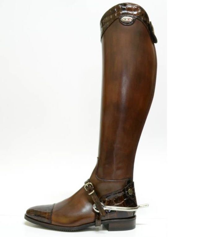 Secchiari Columbian Luxury Top Tall Boots - Brown Croc