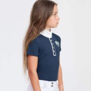 For Horses Girls Show Shirt "Molly" Short Sleeves - Navy