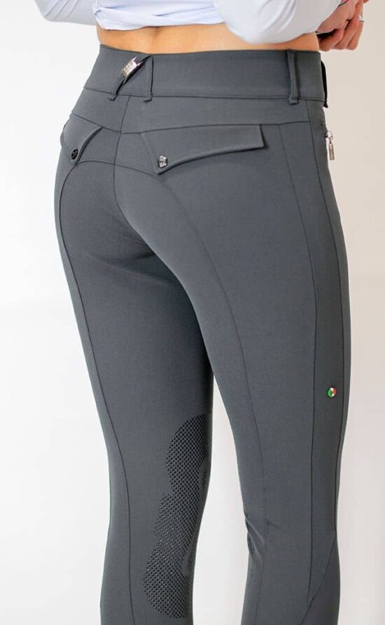 Ladies Ultra Light Knee Patch Show Jumping Breeches "Emma" - Grey