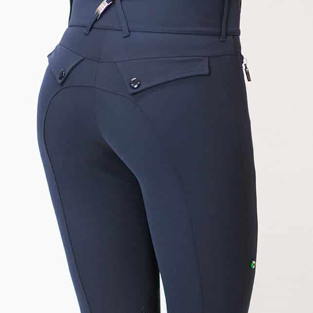 Ladies Ultra Light Knee Patch Show Jumping Breeches "Emma" - Navy