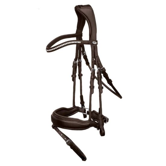 Schockemoehle Sports Snaffle Anatomic Dressage Bridle with Rolled Leather "Malibu" - Brown