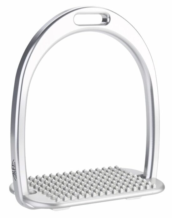 Alpha Jump Stirrups in Brilliant Aluminium and Inclined Soleplate