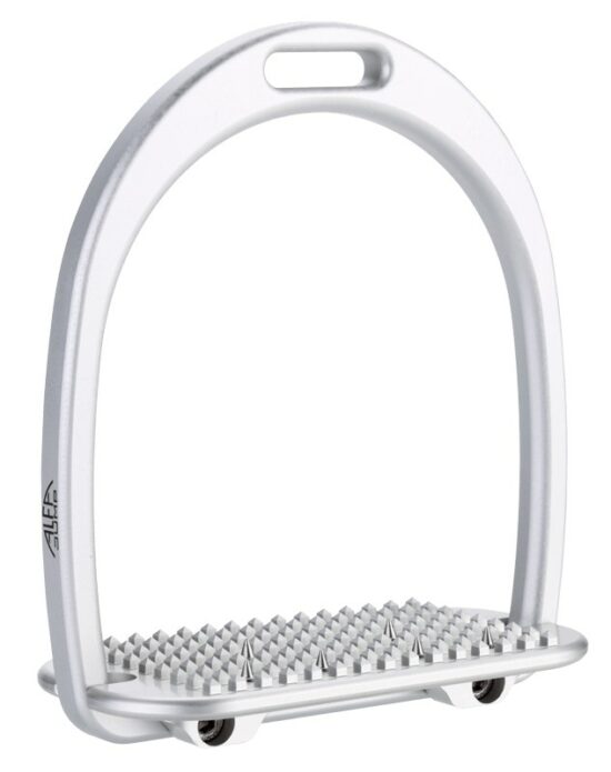 Alpha Jump Stirrups in Brilliant Aluminium and Flat with Spikes Soleplate