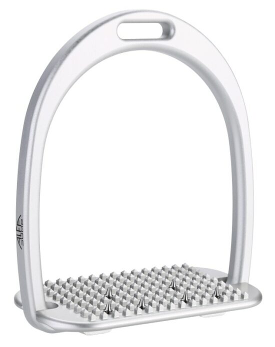 Alpha Jump Stirrups in Brilliant Aluminium and Inclined with Spikes Soleplate