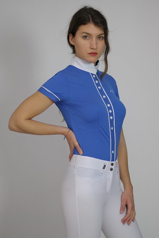 Ladies Full Buttoned Technical Show Shirt "Alzira" - Blue Pois