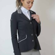 Ladies Lightweight Technical Grey Show Jumping Jacket - Cristina in Dark Grey (Front View)