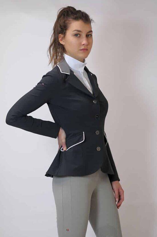 Ladies Lightweight Technical Grey Show Jumping Jacket - Cristina in Dark Grey