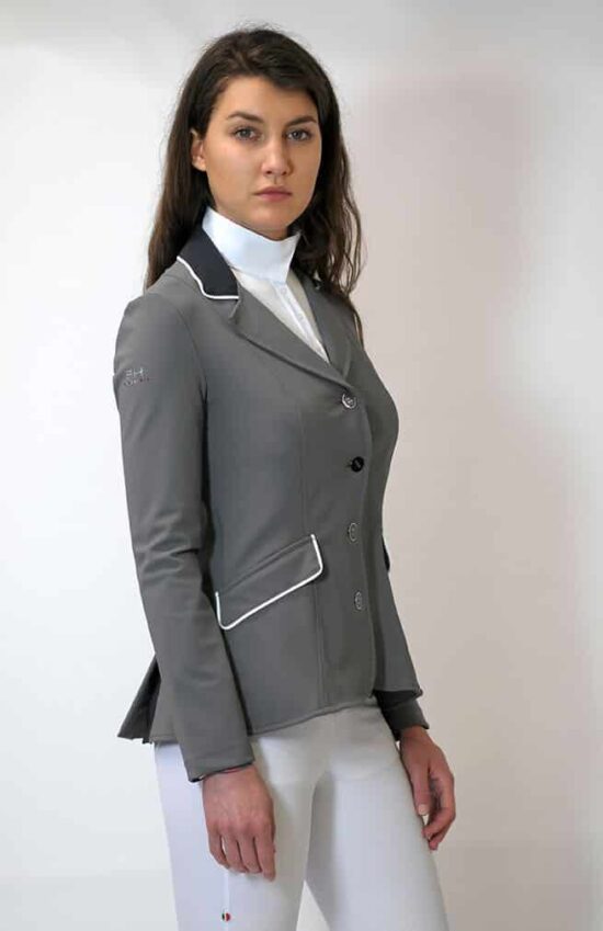 Ladies Lightweight Technical Grey Show Jumping Jacket - Cristina in Dove Grey (Front View)