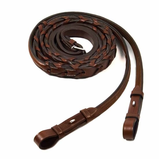 Schockemoehle Sports Fancy Hunter Laced Reins with Hook and stud Reins - Brown