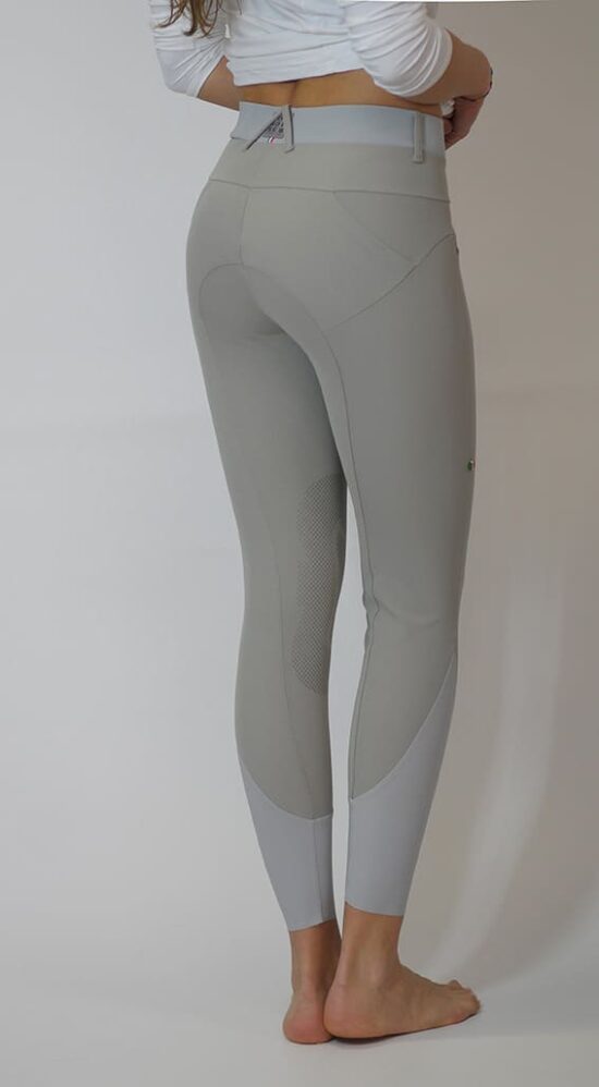 For Horses Push Up Tights Leggings Breeches "Adelia" - Dove Grey - Back View