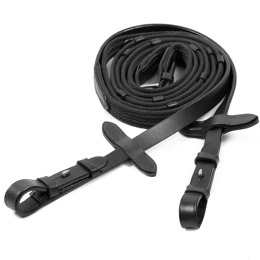  ExionPro Soft Leather Loop Reins with Hand Stops and Martingale  Stoppers, Buckle Fastening