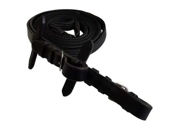 Anti-Slip Rubberized Grip Reins with buckle - Black