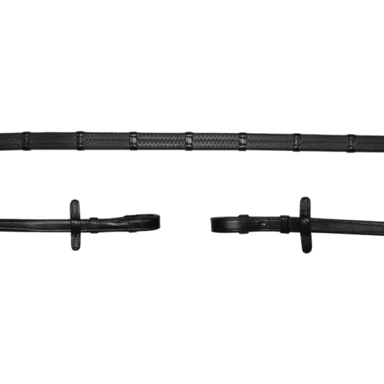 Rubber Reins with Stoppers - Black
