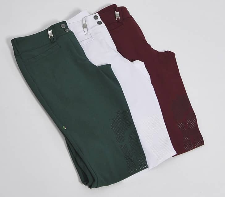 Ladies Lightweight Show Jumping Breeches "Remie" - Emerald, White, Navy