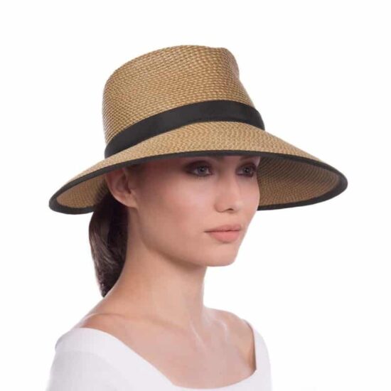 Eric Javits Fedora Visor "Sun Crest" - Natural/Black