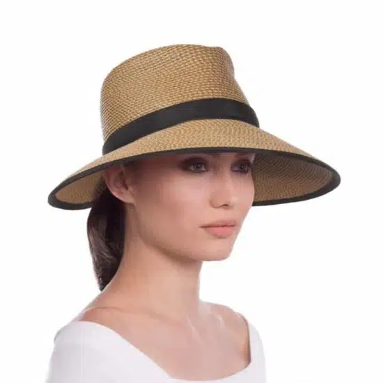 Eric Javits Fedora Visor "Sun Crest" - Natural/Black