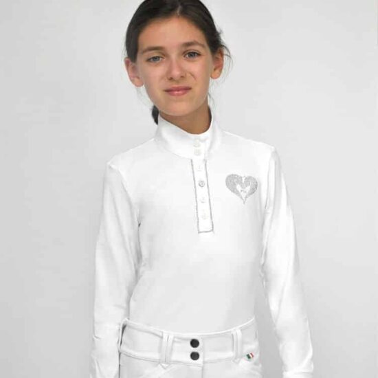 For Horses Ladies Lightweight Long Sleeve Show Competition Shirt - Molly in White