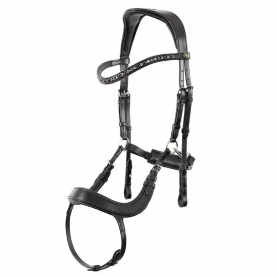 BR Anatomic Softly Padded Snaffle Dressage Bridle with Crystal Browband "Mirfield"