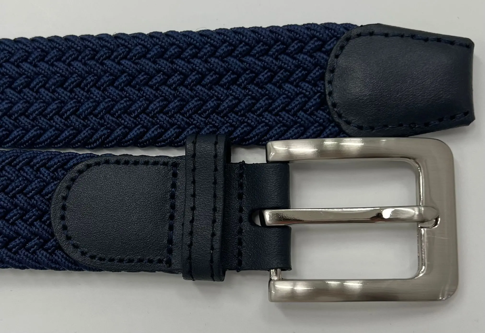 Braided Stretch Elastic Belt 1 1/4 Wide with Nickel Plated Buckle