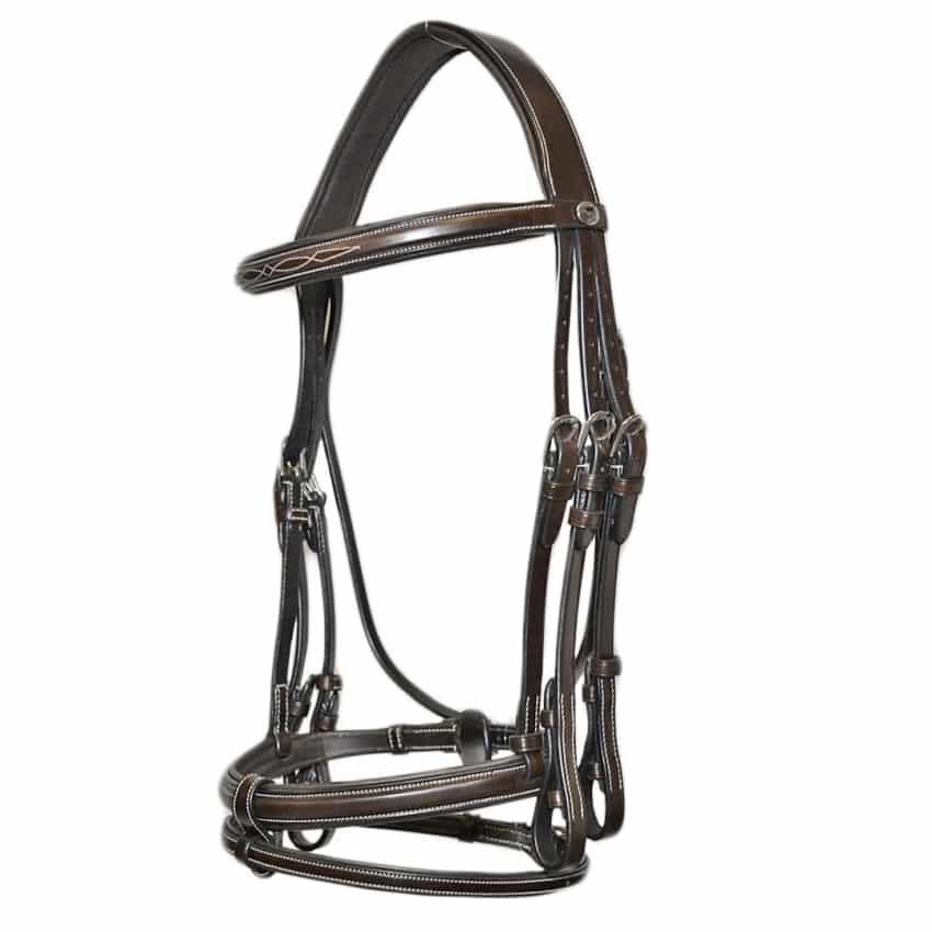 Fancy Stitched Padded Anatomic Leather Double Bridle with Flash ...