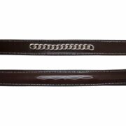 Fancy Stitched Padded Leather Noseband with Chain