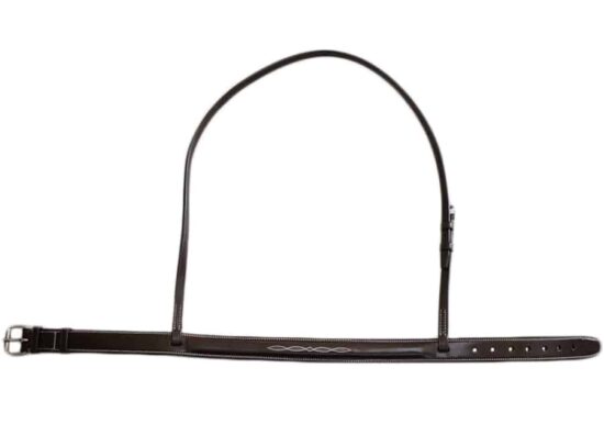 Fancy Stitched Padded Leather Noseband with Chain