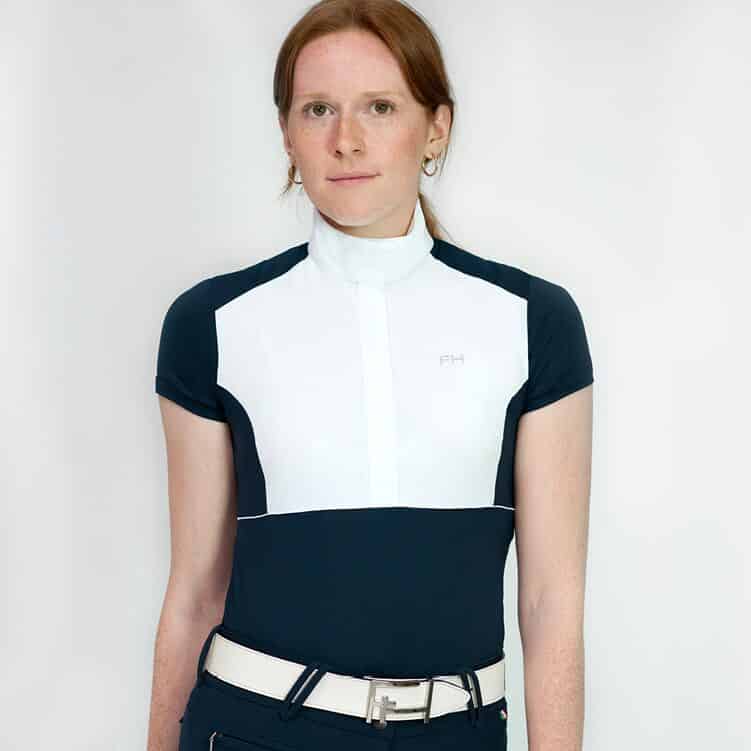 For Horses Ladies Light weight Short Sleeve Show Shirt with Contrast "Emie" -