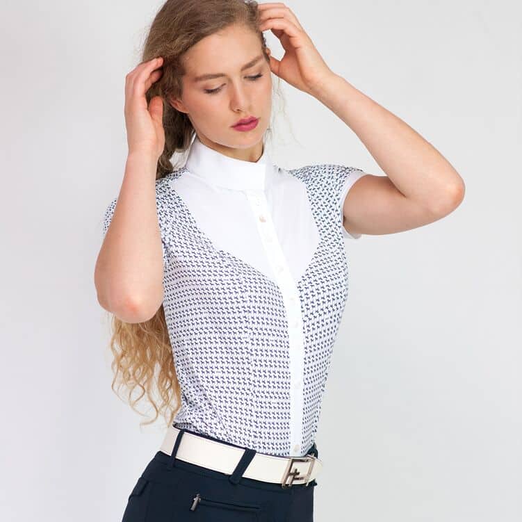 For Horses Ladies Lightweight Short Sleeve Show Shirt with Horse Details "Gloria"