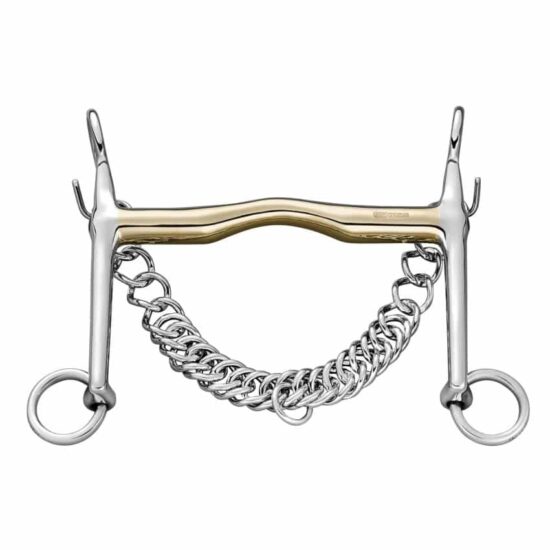 Herm Sprenger Weymouth Bit with slight port 16 mm with fixed curb chain hooks - Sensogan, size 135 mm