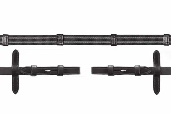 Rubberized Web Reins 3/4" Wide Maximum Grip with Stitched On Leather Hand Stops by Schockemoehle Sports