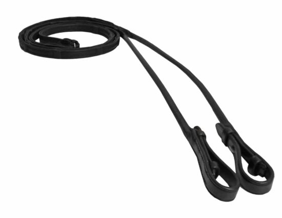 VRTACK Rolled Round Leather Rubberized Reins with Integrated Stoppers