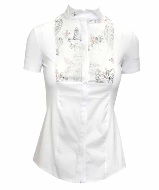 High Performance Ladies Ultra Light Short Sleeve Competition Show Shirt with Flower Details "Lisa" by Laguso Equestrian