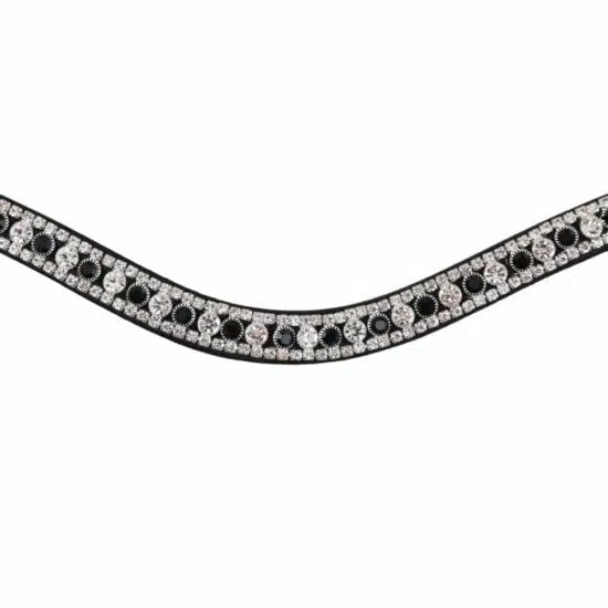 Bling Browband with Black and Clear Crystals Wave Design Snap-On Easy On/Off by VRTACK